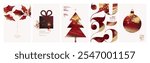 Merry Christmas and Happy New Year. Elegant vector illustrations for greeting card, party invitation card, website banner, social media banner, marketing material.