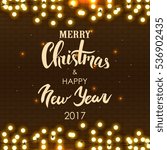 Merry Christmas & Happy New Year lettering. Christmas handwritten typography for card, poster, flyer, postcard. Vector illustration.