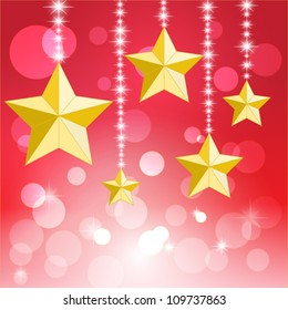 Merry Christmas and Happy New Year Card, Christmas star and bokeh. Vector Illustration