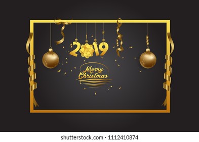Merry Christmas and happy new year 2019 background