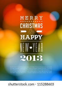 Merry Christmas and Happy New Year Card - Editable EPS10