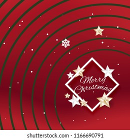 Merry christmas and Happy New Year greeting card typography flyer template with lettering. Poster, card, label, banner and reindeer design. Vector illustration