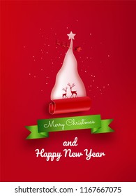 Merry Christmas and Happy New Year. Christmas sale. Holiday background. paper craft style.