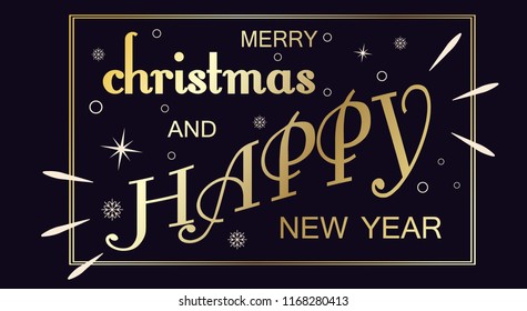 Merry christmas and happy new year greeting card/ 20s style