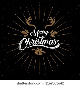 Merry Christmas, happy new year, logo & symbol design, Gold , Typography, vector illustration.