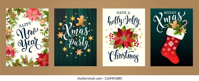 Merry Christmas and Happy new year 2019 white and black colors. Design for poster, card, invitation, card, flyer, brochure. Vector isolated illustrations.