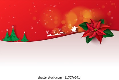 Merry Christmas and Happy New Year. Christmas sale. Holiday background. paper craft style.
