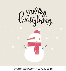 Merry Christmas and Happy New year hand drawn vector print. Winter  pattern
