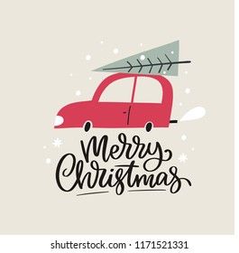 Merry Christmas and Happy New year hand drawn vector print. Winter  pattern
