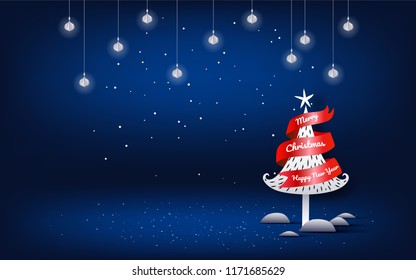 Merry Christmas and Happy New Year. Christmas sale. Holiday background. paper craft style.