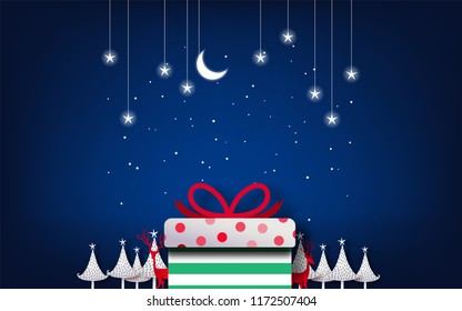 Merry Christmas and Happy New Year. Christmas sale. Holiday background. paper craft style.