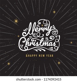 Merry Christmas, happy new year, logo & symbol design, gold, vector illustration.