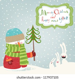 Merry Christmas and Happy New Year, greeting card