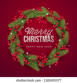 Merry Christmas and happy new year  background. Vector illustration with Christmas elements.