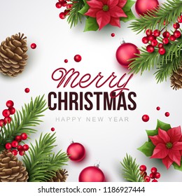 Merry Christmas and happy new year  background. 
Vector illustration with Christmas elements.