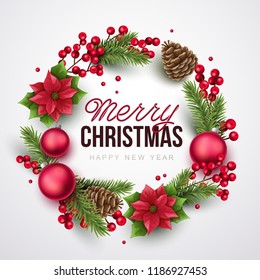 Merry Christmas and happy new year  background. 
Vector illustration with Christmas elements.