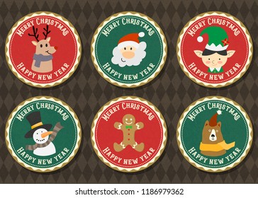 Merry Christmas and Happy new year vector badge collection. Merry Christmas vector logo with Christmas symbol collection set.