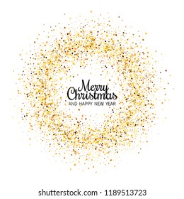 Merry Christmas and Happy New Year greeting card.  Light Background with  text. Holiday Vector Illustration.