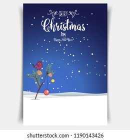 Merry Christmas and happy new year, holiday landscape vector