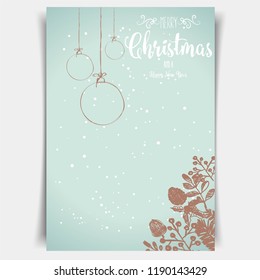 Merry Christmas and happy new year, holiday greeting card vector