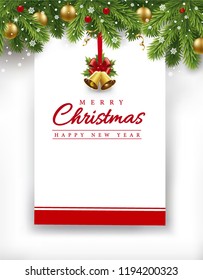 merry christmas , happy new year card with place for text