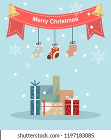 Merry Christmas and Happy New Year greeting card or background. vector illustration.