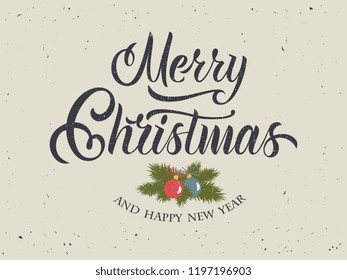 Merry Christmas and Happy New Year vector text Calligraphic Lettering design card template. Calligraphic handmade lettering.