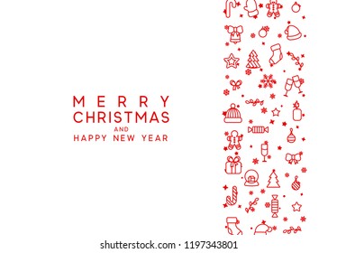 Merry Christmas and Happy New Year. Xmas holiday background greeting card.