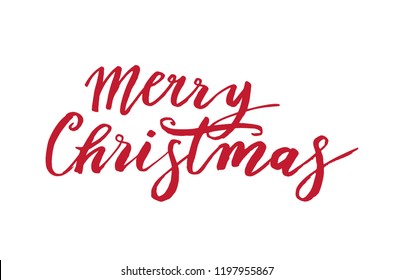 Merry Christmas and happy new year. Hand lettering inscription for the winter holiday. Hand written vector calligraphic badge. 