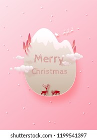 Merry Christmas and Happy New Year. Christmas sale. Holiday background. paper craft style.