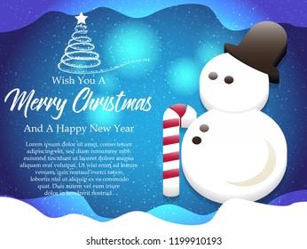 Merry Christmas and Happy New Year greeting card template.