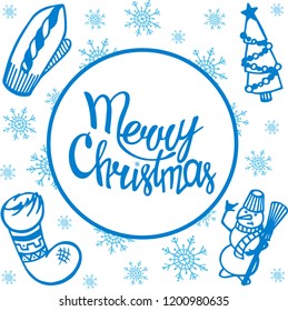 Merry Christmas & Happy New year card. Winter holiday set. Colorful vector illustrations, background. Decoration kit