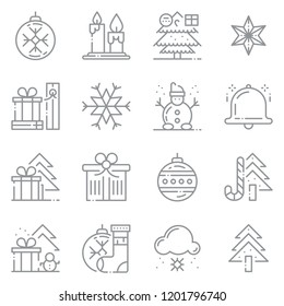 Merry Christmas and happy new year line art icon .grey thin lines icons.