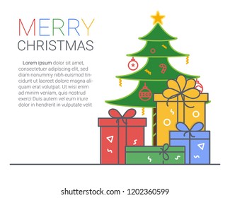 Merry Christmas and Happy New Year. xmas background. thin line art style.