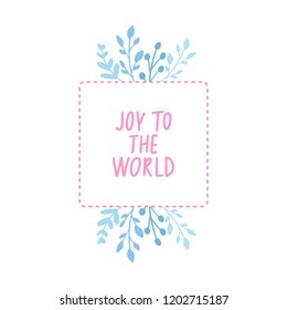 Merry Christmas and Happy New Year vector card. Holidays round frame with leaves and branches. Hand drawn lettering phrase for holidays design, greeting cards, posters on white background.