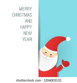 Merry Christmas, Happy New Year Greeting Card Design Template with Santa Claus