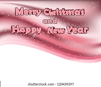 Merry Christmas and Happy New Year greeting card with snowflakes, vector