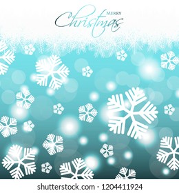 Merry Christmas and Happy New Year Card Snowflake Blue background