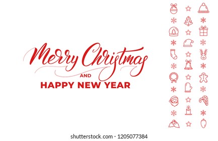 Merry Christmas and Happy New Year. Banner design for Winter season Holidays.