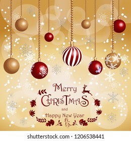 Merry Christmas and Happy new year gold celebrated card,illustration vector