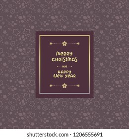 "Merry christmas and Happy New Year" lettering on seamless background. Template for New Year greeting card, holiday decoration and calendar cover.