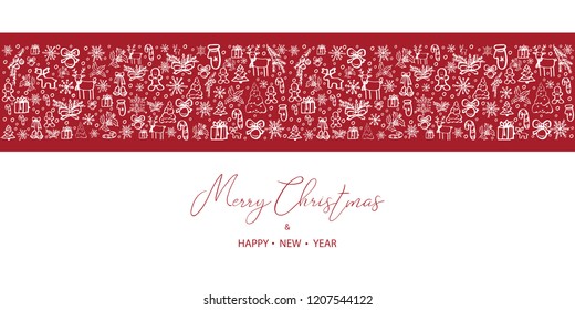 Merry Christmas and Happy New Year. Hand Drawn. Vector illustration.