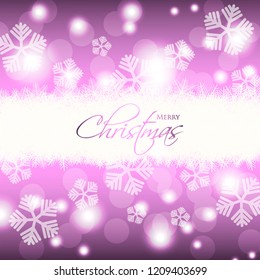 Merry Christmas and Happy New Year Card Snowflake violet background
