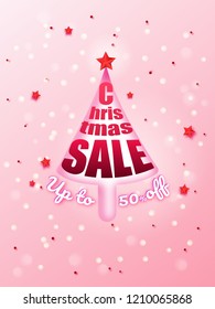 Merry Christmas and Happy New Year. Christmas sale. Holiday background. paper craft style.