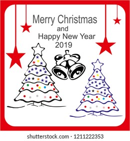 Merry Christmas and Happy New Year. Invitation card.
