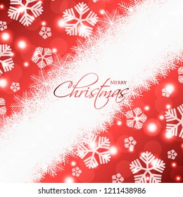 Merry Christmas and Happy New Year Card Snowflake red background