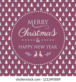 Merry Christmas and Happy New Year - calligraphy in retro style with ornaments. Vector.