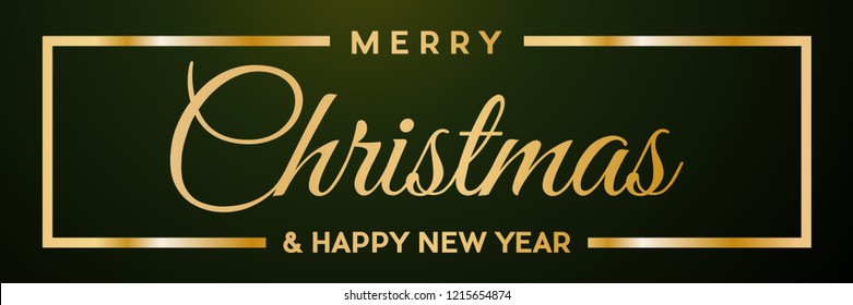 Merry Christmas and Happy New Year. Golden vector text for label or header