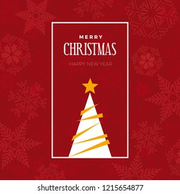 Merry Christmas And Happy New Year. Greeting, Invitation Or Menu Cover. Vector Illustration With Tree