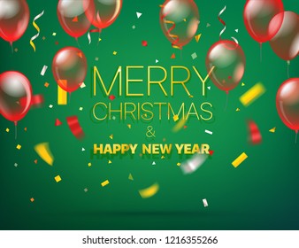 Merry Christmas and Happy new year. Vector greeting card 